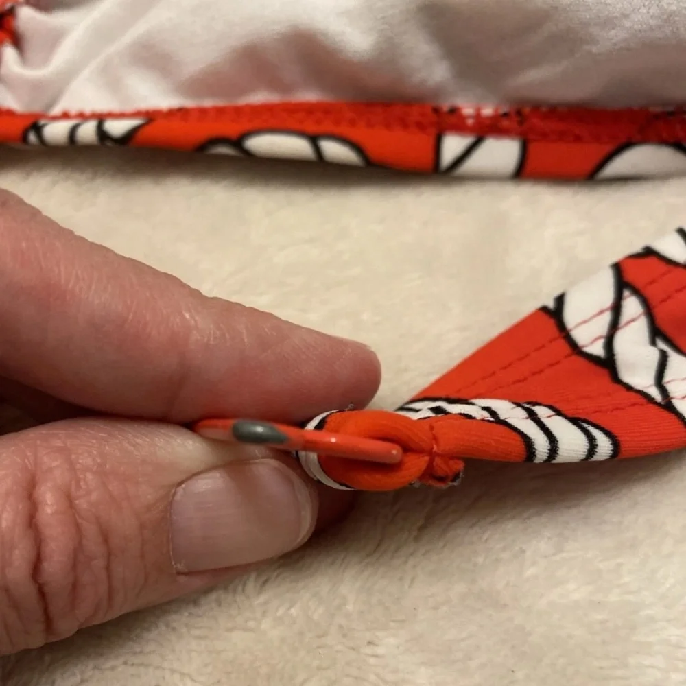 Old Navy Red and White Rope Print Bikini Top